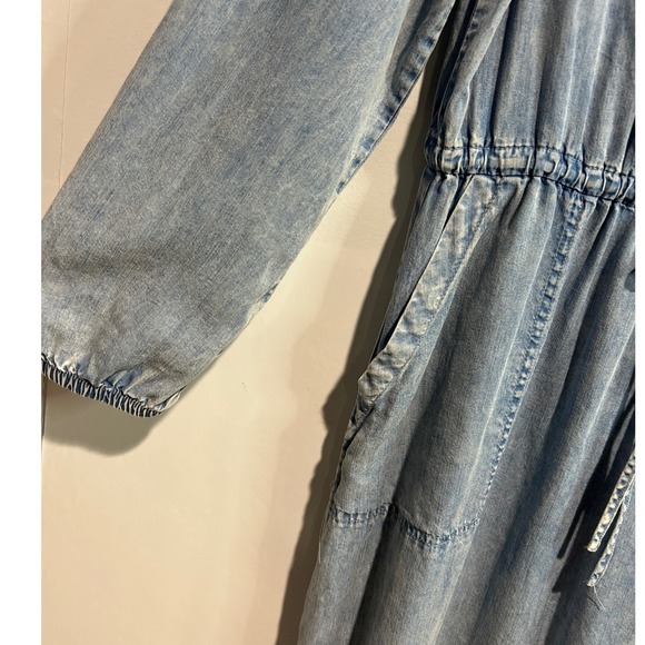 Time and Tru Women's Denim‎ Blue Chambray Shirt Dress Size Large Pockets - Picture 6 of 8